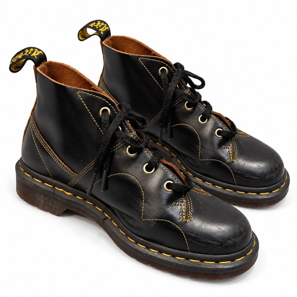 Dr. Martens Church Monkey Boots Mens 7 Black Womens 8 Leather Chukka Grunge Alt